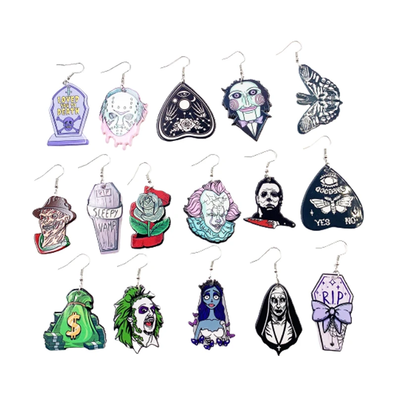 

Acrylic Earring For Women Halloween Movie Skull Ghost Charm Drop Earrings Jewelry Colorful Party Gifts Wholesale