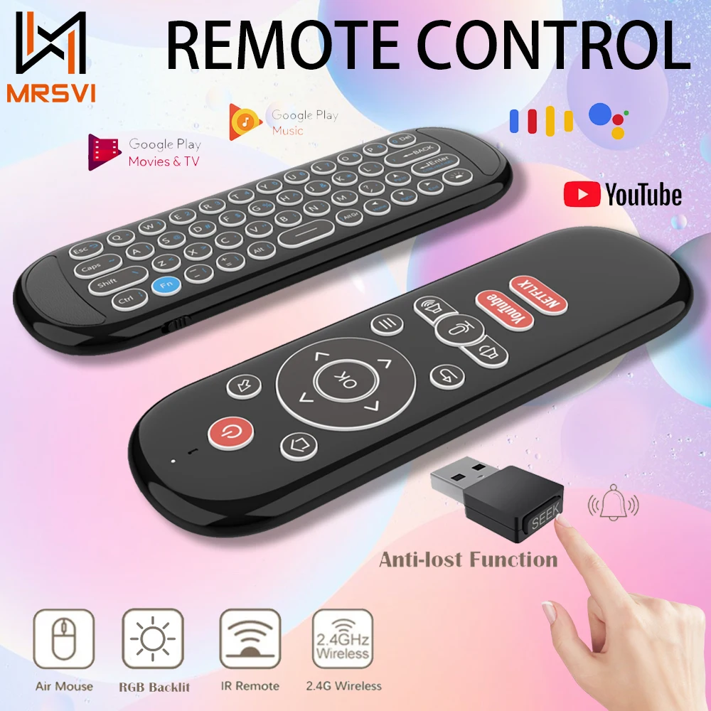 W1 PLUS 에어 마우스 원격 제어 2.4G RF 무선 미니 키보드 스마트 자이..