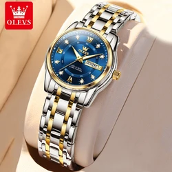 OLEVS Ladies Luminous Date Waterproof Quartz Watch Stainless Steel Dress Bracelet Wristwatch Women's Relogio Feminin