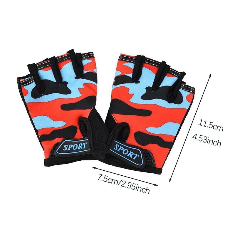 Cute Kids Sports Gloves Cycling Breathable Summer Non-Slip Camo Half Finger Outdoor Children Gloves Boy Girl Gym Training Gloves 4