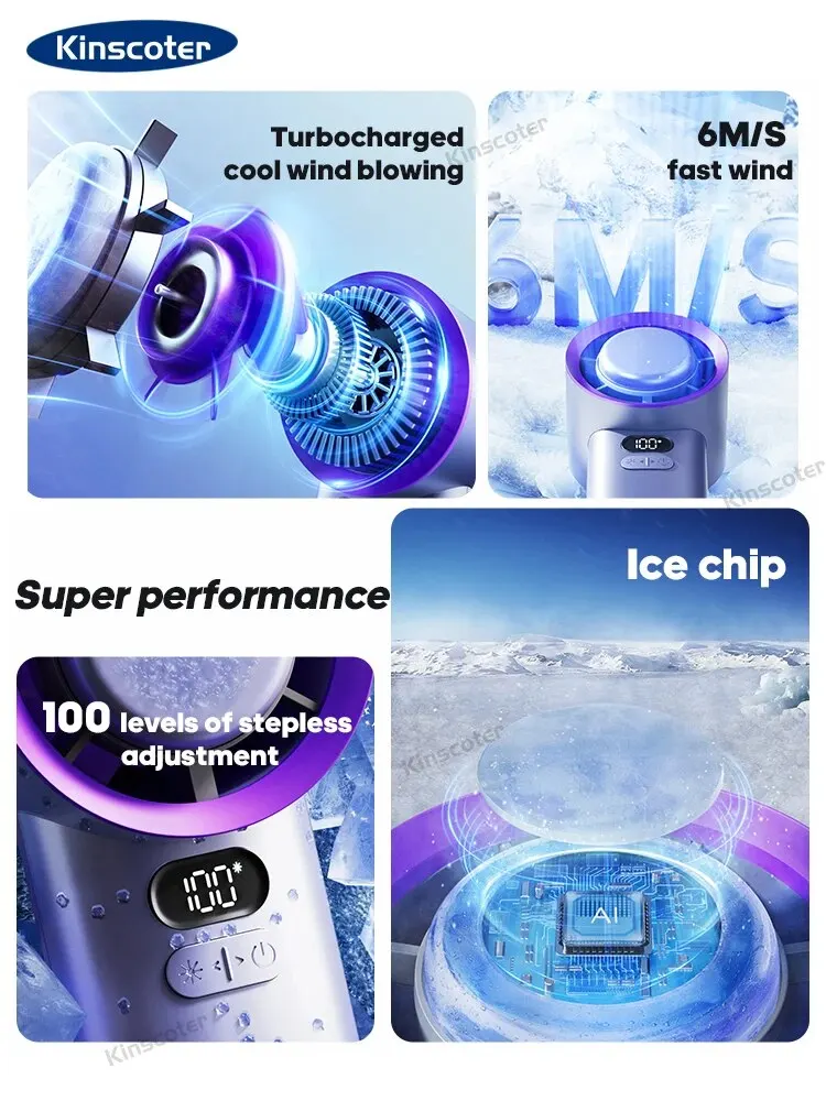 KINSCOTER Portable Handheld Turbo Fan 100 Wind Speeds Adjustable Mini Personal Fan Battery Operated Electric Eyelash Fan 3