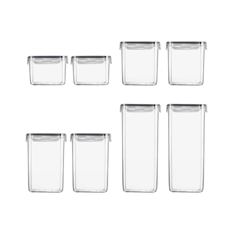 

1 Set Of Sealed Transparent Storage Container With Cover For Holding Cereal Candy, Kitchen Food Storage Box Set Reusable Durable