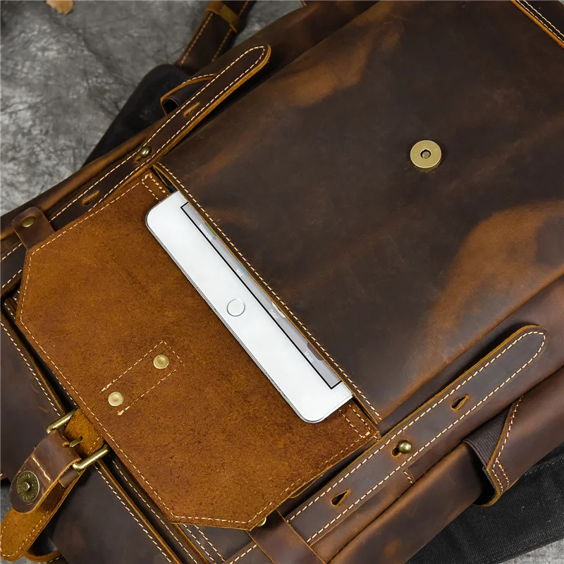 Leather College Backpack For Men