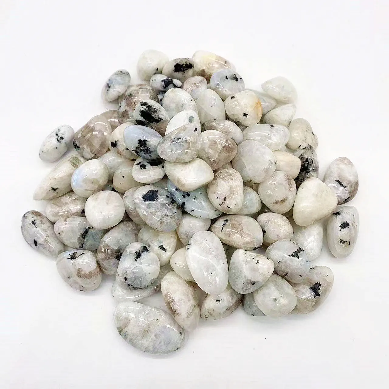 

Natural Crystal Healing Stone Flash Quartz Gravel White Moonstone Tumbled Stone for Home Decorate