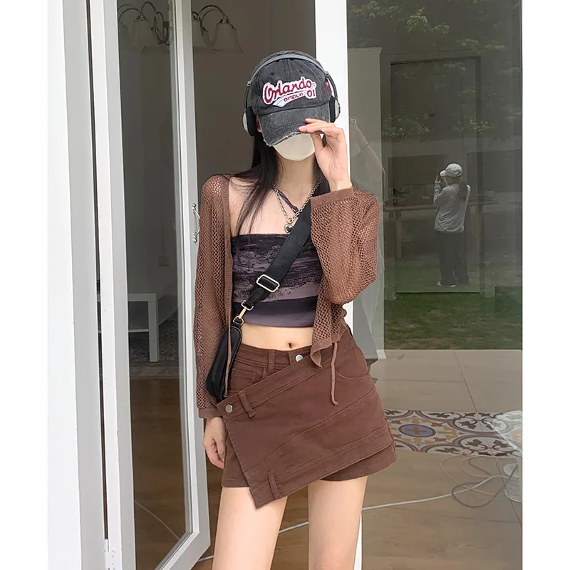 

Skirt With Side Slit Skorts Women Tweed Women's Stylish Skirts Shorts Clothing Spring Summer 2023 Sexy Mini Lolita Harajuku Y2k