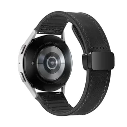 Premium Leather & Silicone Magnetic Strap - Elegant Wristband Bracelet for 22MM Width Band (Black)