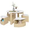 White 5-Piece Kids Table and Chairs Set with Storage for Art, Drawing, Playroom, Classroom, Nursery
