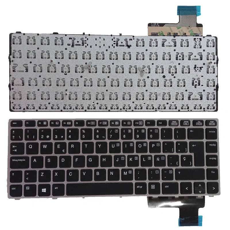 Tastiera Spagnola Per Hp Elitebook Folio 9470 9470M 9480 9480M Notebook Sp Cornice Argento Senza Retroilluminazione