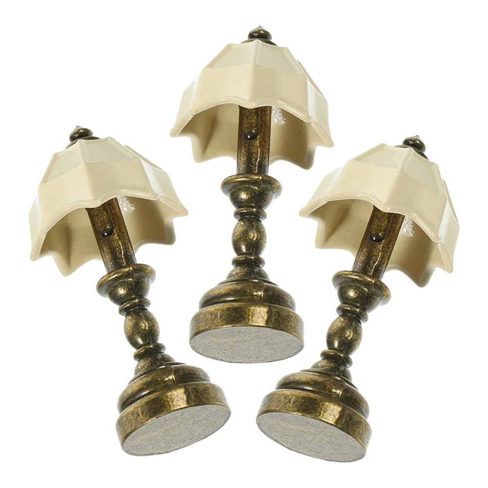 

3 Pcs Toy Room Mini Desk Lamp Model Miniature Scene Models Alloy Dolls House Table Lights