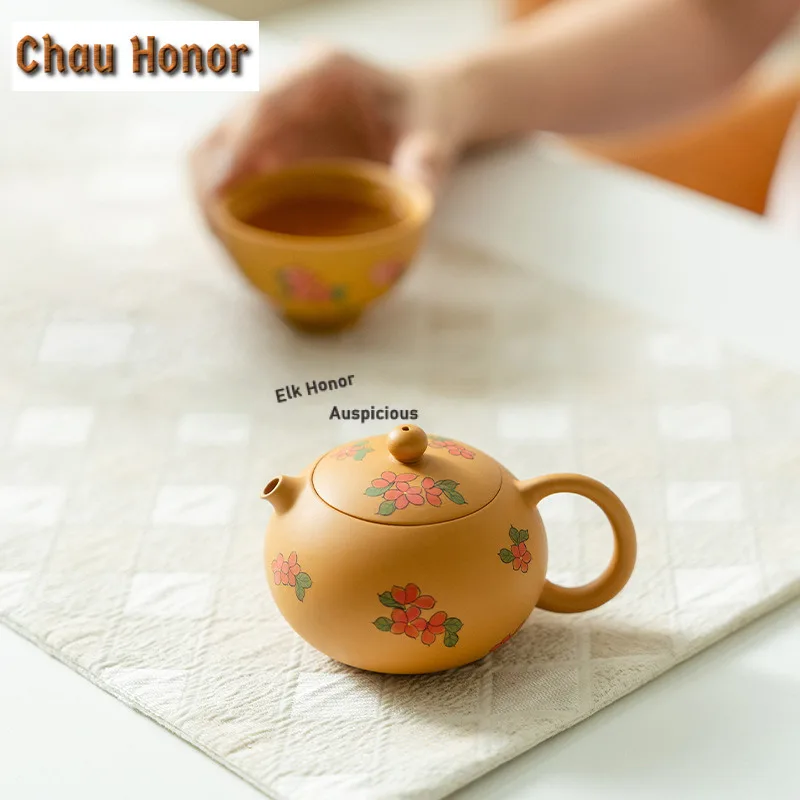 Hand-painted Flower Xishi Purple Clay Tea Set Complete Set Vintage Tea Ceremony Set Teapot And Tea Cup Set Tea Services Gift Box