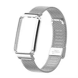 Premium Stainless Steel Bracelet Strap with Case Protector for Redmi Band Pro (Silver)