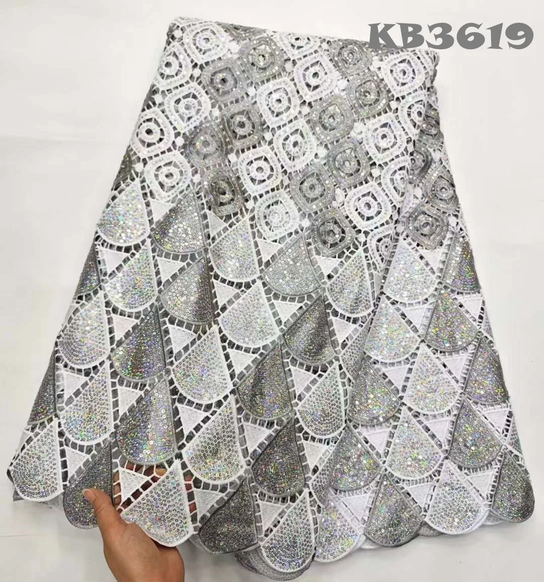 

Nigerian Fabric Lace with Sequence Shiny Dress Latest Lace Fabric High Quality 2023 African Guipure Lace Cord Fabrics For Sewing