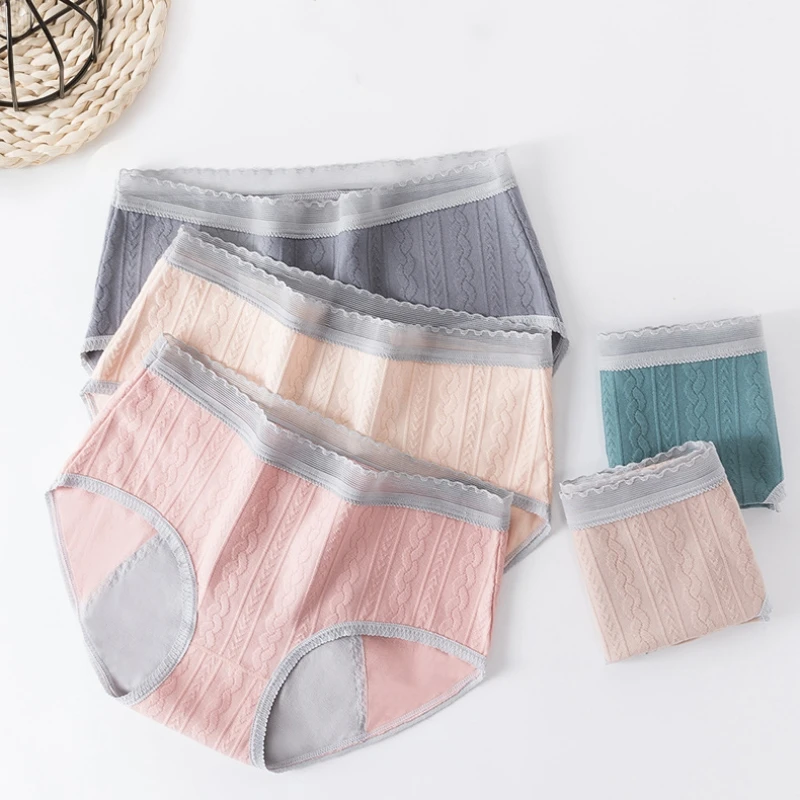 

Twists Pattern Underpants Cotton Aunt's Physiological Menstrual Anti Side Leakage Underwear Mid Waist Seamless Underwear