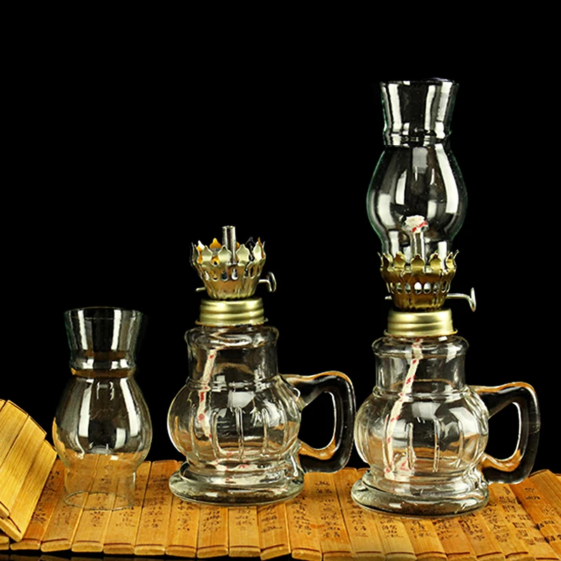 Metal Kerosene Lantern Vintage Oil Burning Lantern Hurricane Table Lamps With Handle For Dinner Party Bedroom Kitchen wind lamp,glass oil lamp