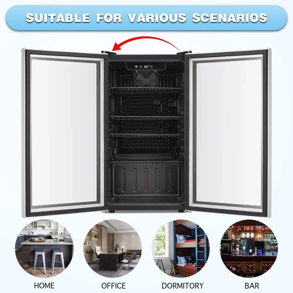 Beverage Refrigerator Cooler -120 Can Mini Fridge Glass Door for Soda Beer
