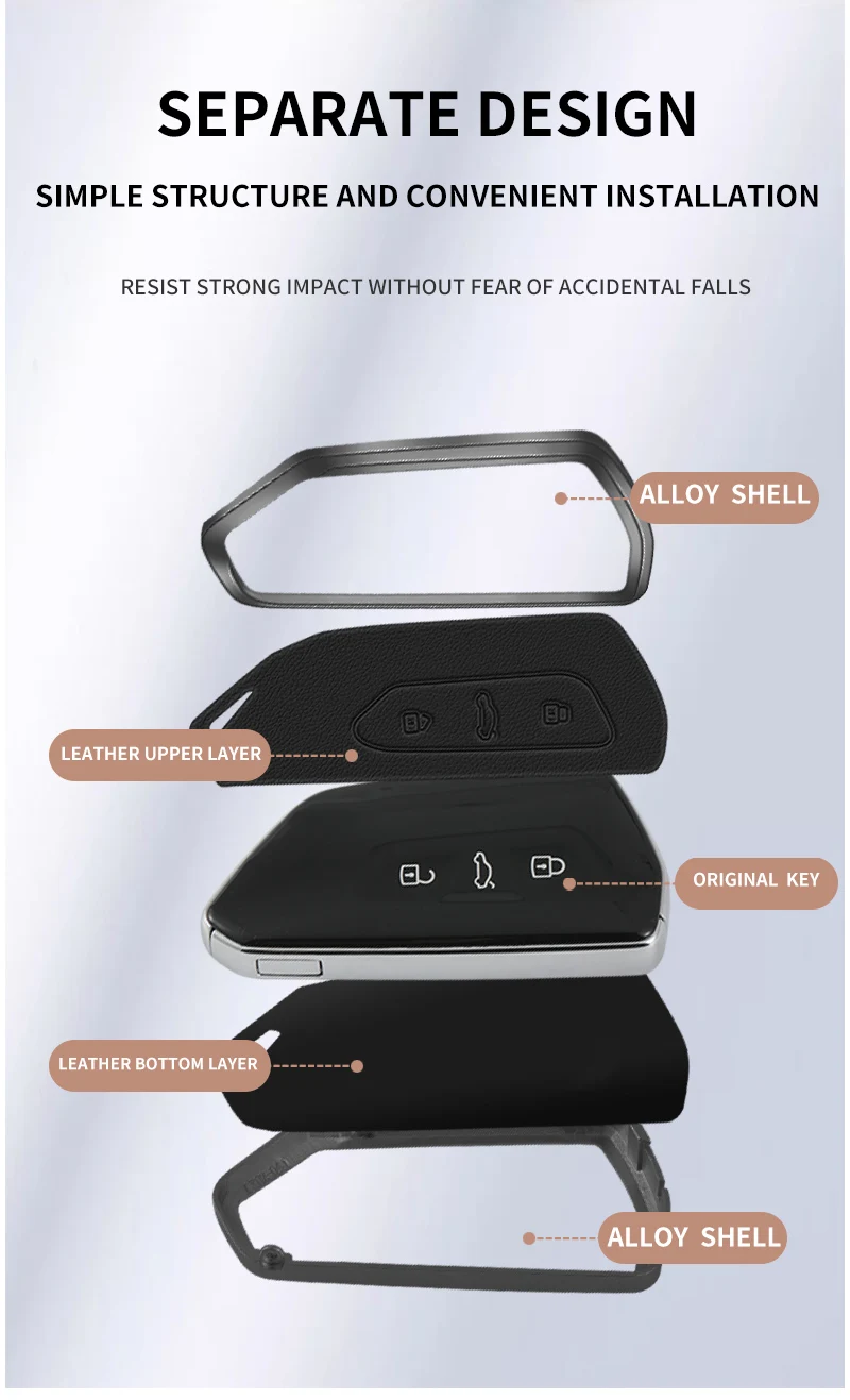 Metall Leder Auto Schlüssel etui Abdeckung für VW Volkswagen Golf 8 mk8 id.3 id.4 Cupra Skoda Octavia A8 Sitz Leon MK4 Formentor Tarraco – Detail 2