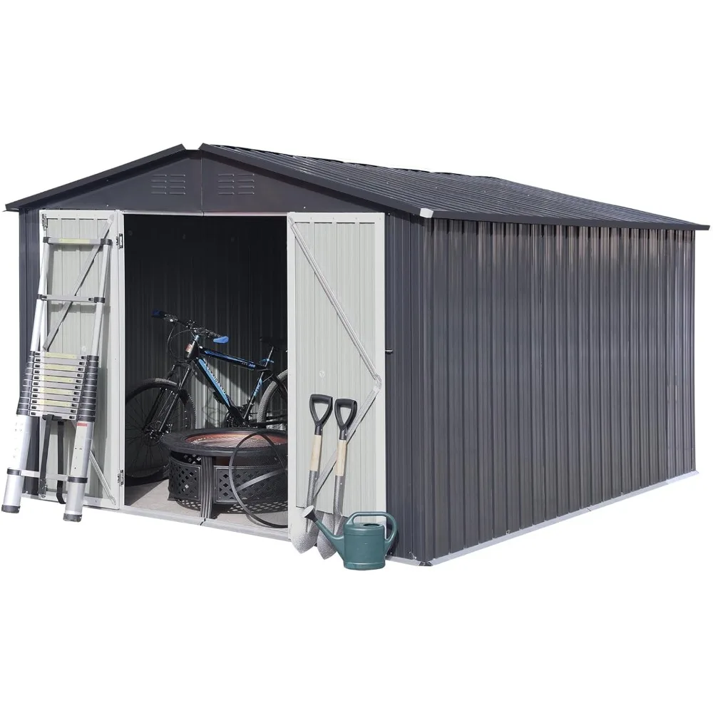 

Outdoor storage shed, all-weather large metal base shed, Heavy tool shed storage room, lockable door, vent, garden, patio