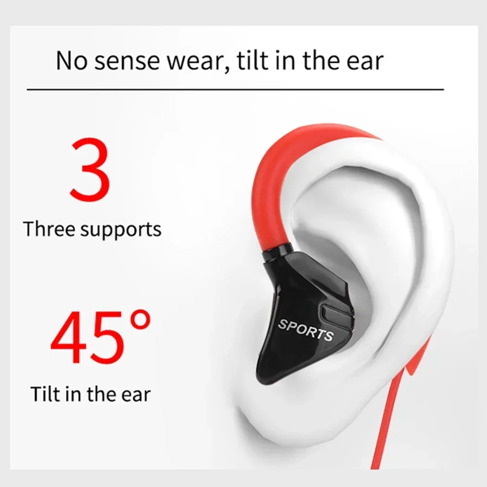3.5mm Ear Hanging Sport Earphone 1.25m Ear Hook Wired Headphone for iPhone Samsung MP3 Smartphone In-Ear Headsets with Built-in 5