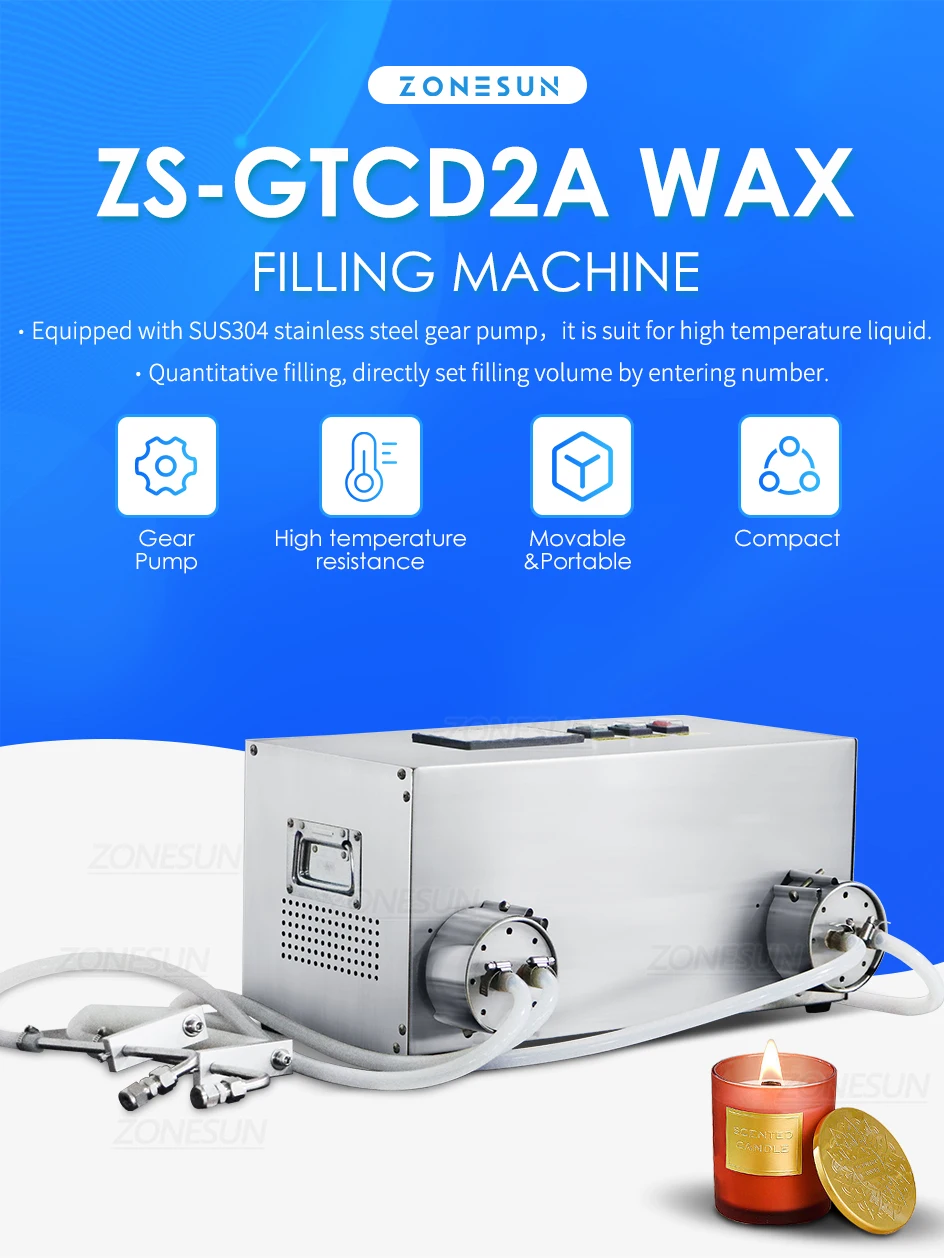 ZONESUN ZS-GTCD2A Máquina de enchimento de líquido com bomba de engrenagem resistente ao calor