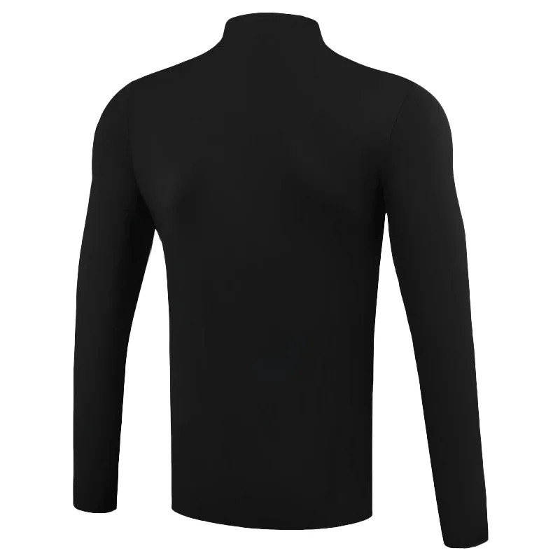 Mens Golf Shirt Winter Thremal Underwear T-shirt for Men Warmth Elastic Long-Sleeved T-Shirt Solid Color Golf Clothing Thin Velvet Heating Fiber