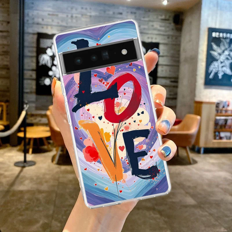 Transparent Soft TPU Phone Case with Loving Print Design