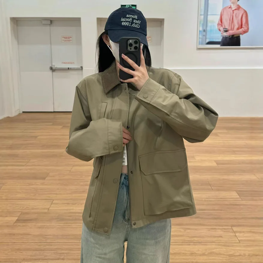 남성 및 여성 야외 레저 캠핑 하이킹 짧은 재킷, 영국 스타일 짧은 패션 트렌드 스트리트