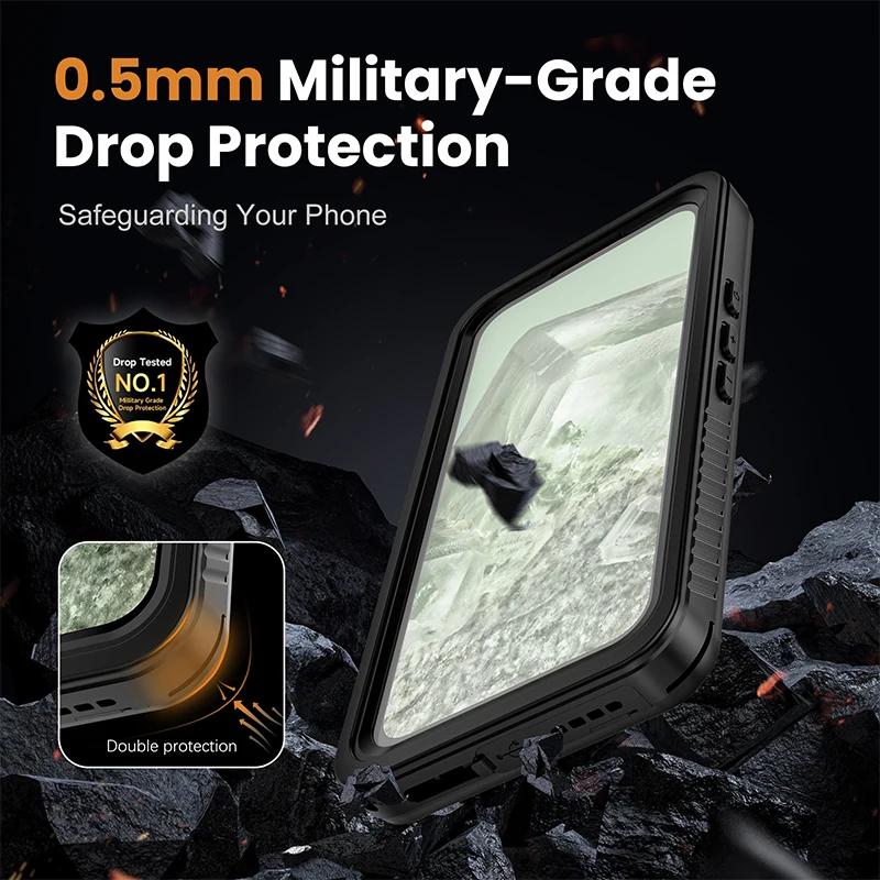 Enhanced Waterproof IP68 Protection Case with Transparent PC Back Cover and 360° Full Body Drop Resistance