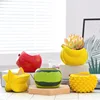 Cute Coarse Pottery Durian Watermelon Banana Starfruit Apple Shaped Small Flower Utensil, Home Decor Balcony Succulent Vase, 1Pc 1