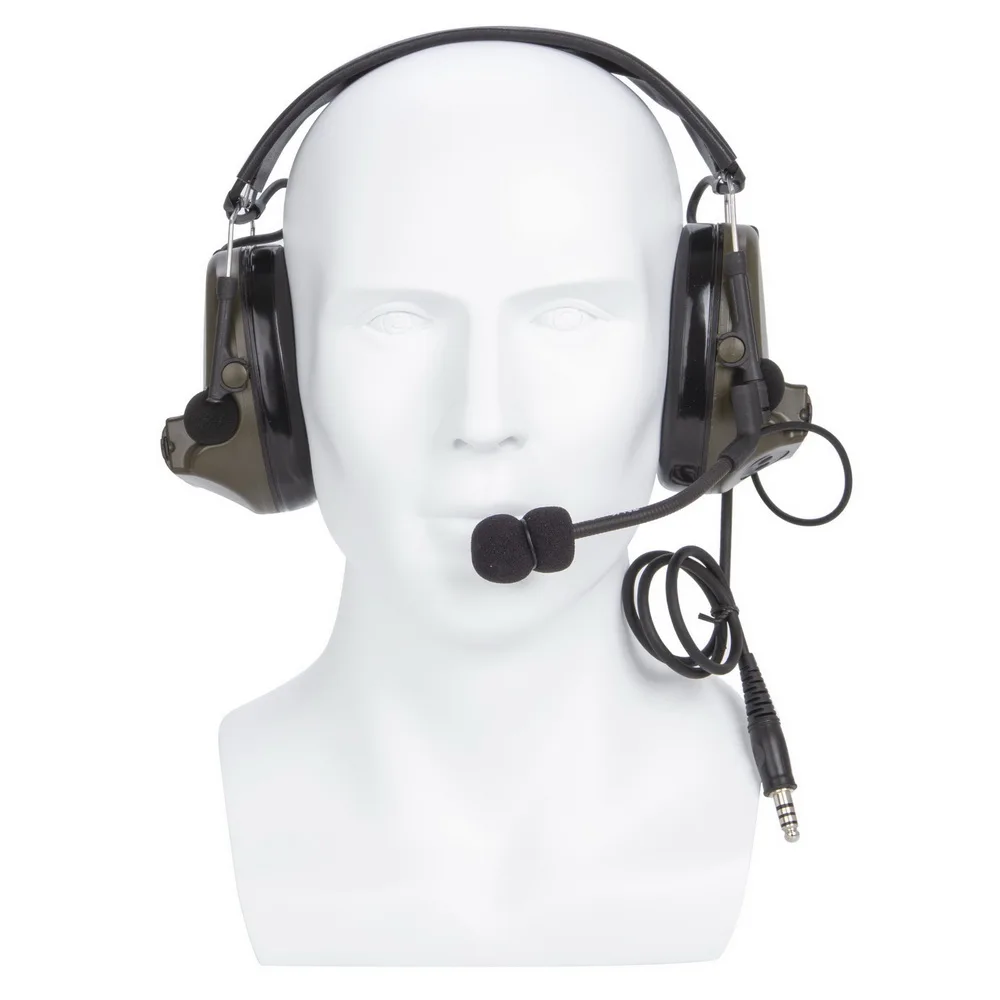 U94 PTT+green Tactical Headset and Noise Reduction Hearing Protection Shooting Headphone for Walkie Talkie Icom V8 V80 V82