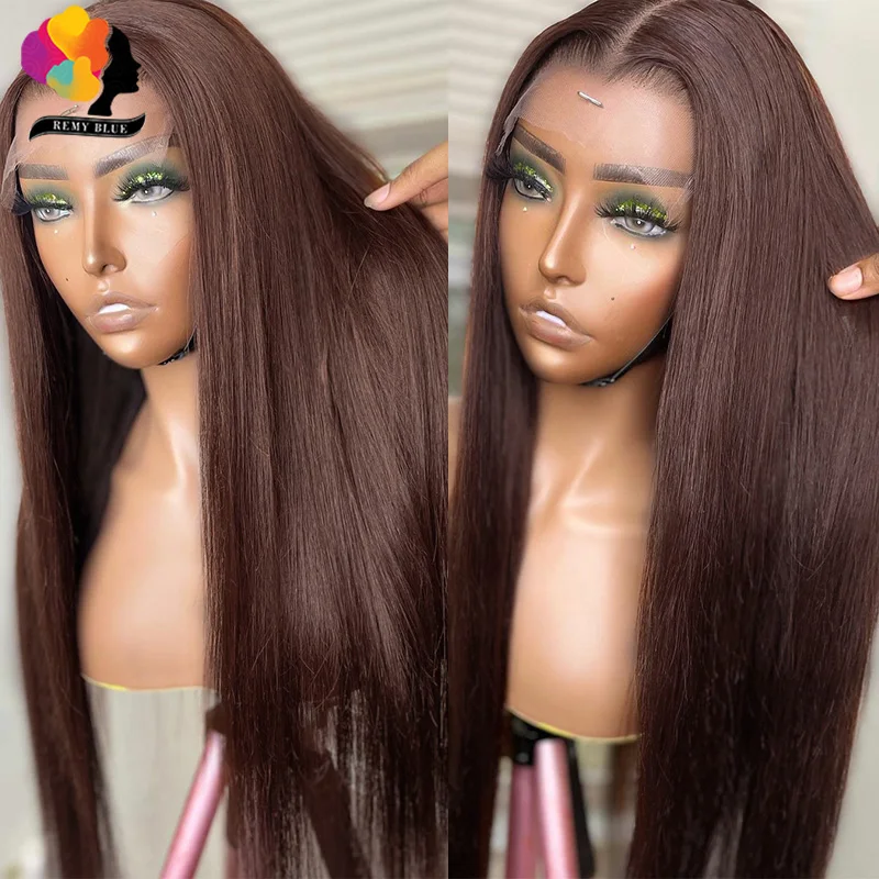 

Chocolate Brown 13x4 Straight Lace Front Wig HD Transparent Brazilian Human Hair Wigs For Women Ginger Colored Lace Frontal Wigs