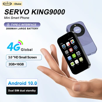 SERVO KING9000 Mini Pocket Android Smartphone Dual SIM 4G LTE RAM 2GB ROM 16GB Play Store WiFi 3.0" Display Small Smart Phones
