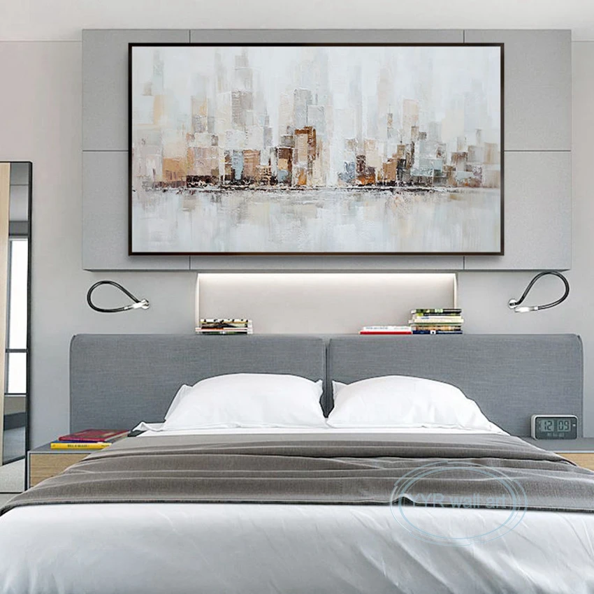 

Wall Art Decor Picture Handmade Building Canvas Oil Painting Modern Abstract Acrylic Hanging Poster Home Hotel Aesthetics Mural