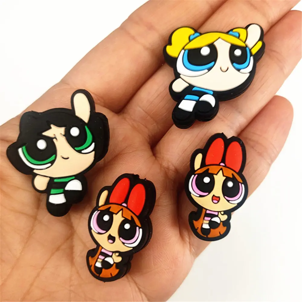 10pcs Powerpuff Girls 실리콘 초점 구슬  젖니가 남 구슬 DIY 젖꼭지 체인 액세서리 간호  장난감