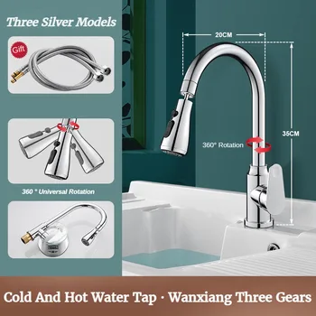 ก๊อกน้ำครัวแบบถอดได้ GEGVE หัวก๊อกแบบยืดหยุ่น น้ำร้อนน้ำเย็น ก๊อกผสมแบบแมนนวล สีดำ สำหรับอ่างล้างจานในครัว ปรับแต่งให้เหมาะกับประเทศอิสราเอล 1