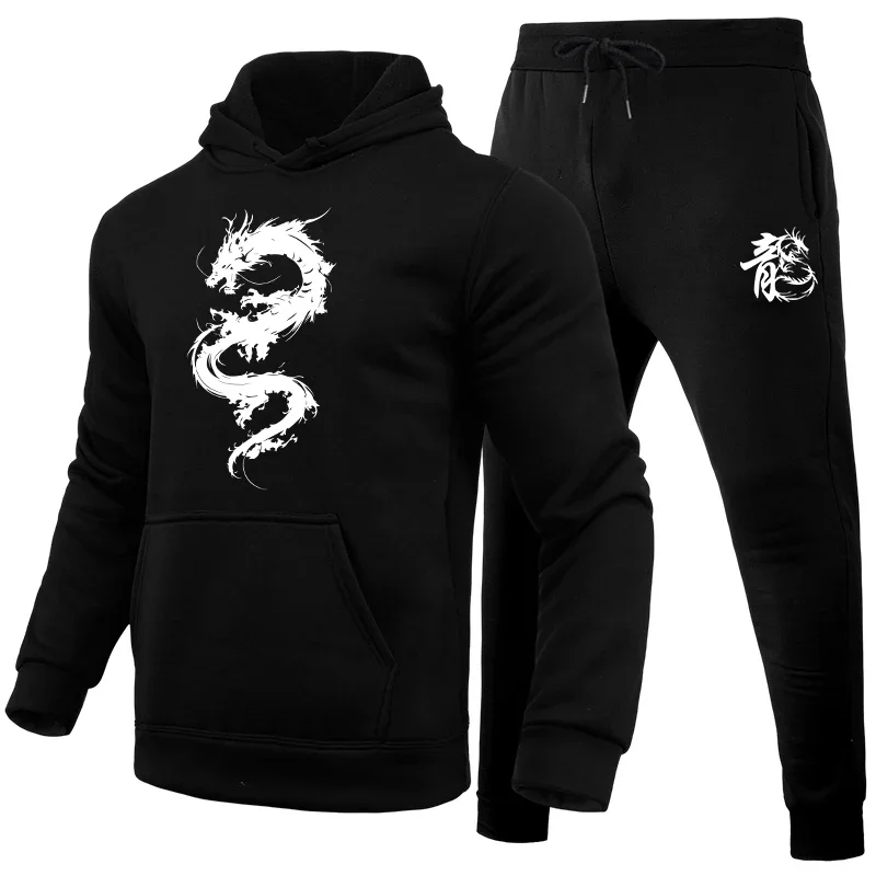 Men Autumn Winter Hoodies Tracksuit Gym Outfits