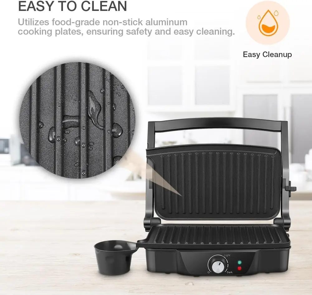 Panini Maker, iSiLER 2 Slice Panini Press Grill, Sandwich Maker Non-Stick Coated Plates, Opens 180 Degrees for Panini 6