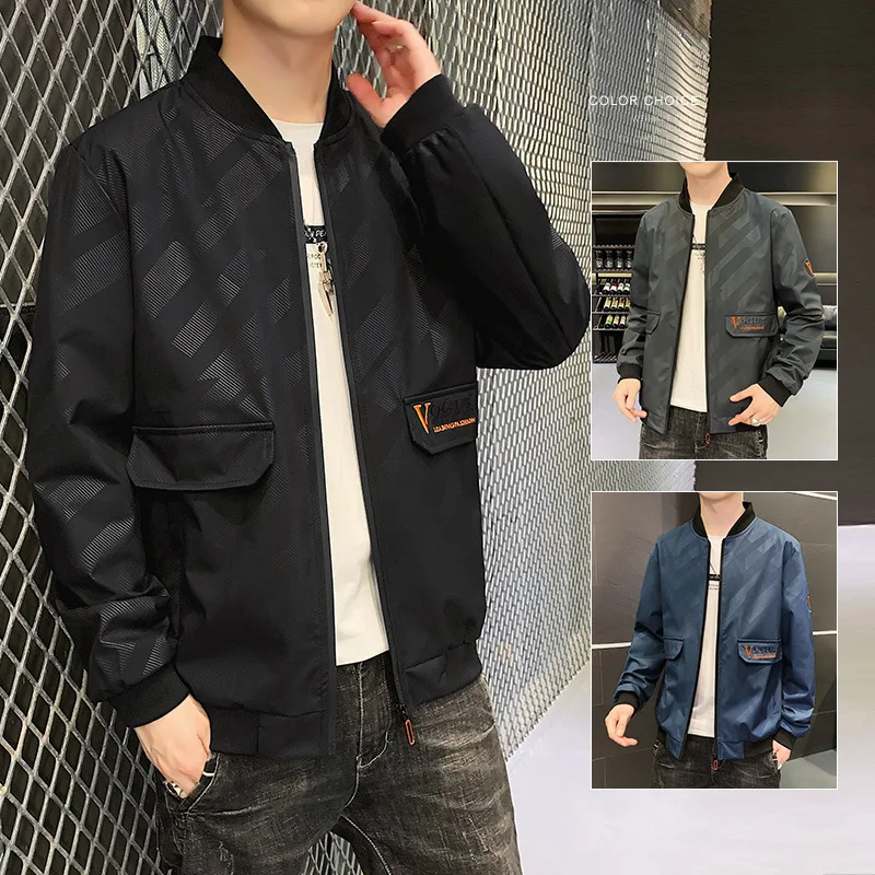 New Bomber Jacket Men Long Sleeve Military Tactical Jacket Trench Coat Stand-up Collar Business Casual Coats Spring Autumn Tops