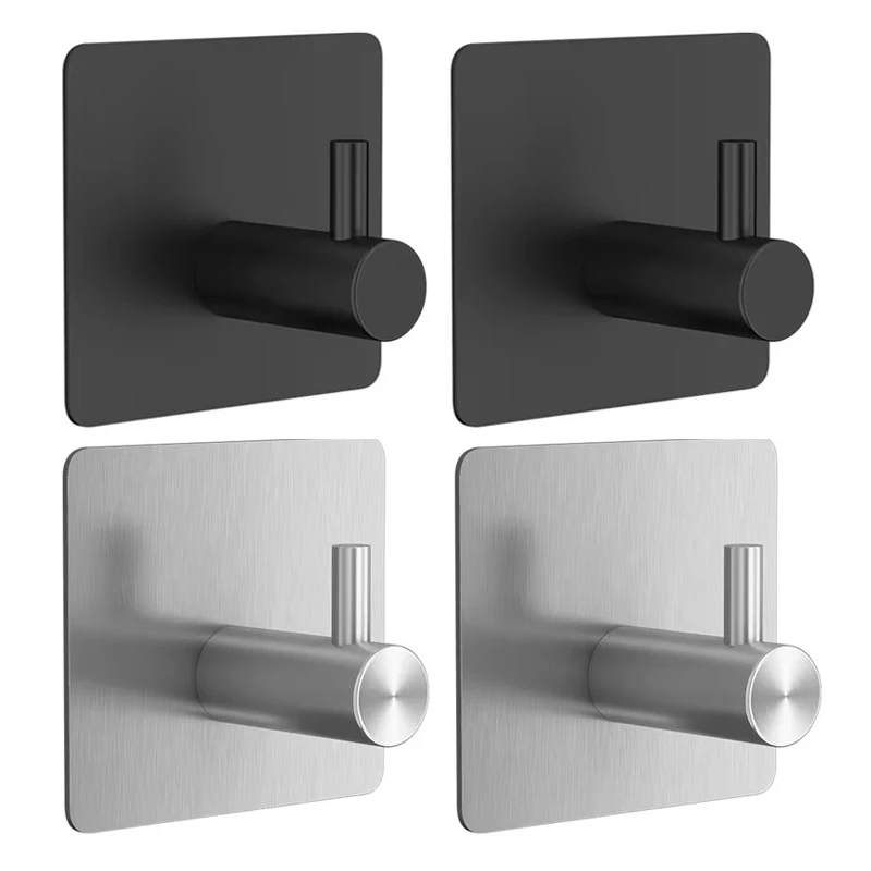 Self-Adhesive Wall Hooks for Hanging Keys Clothes Hanger Bathroom Door Robe Hook Coat Rack Towel Holder Accessories 4/1pcs