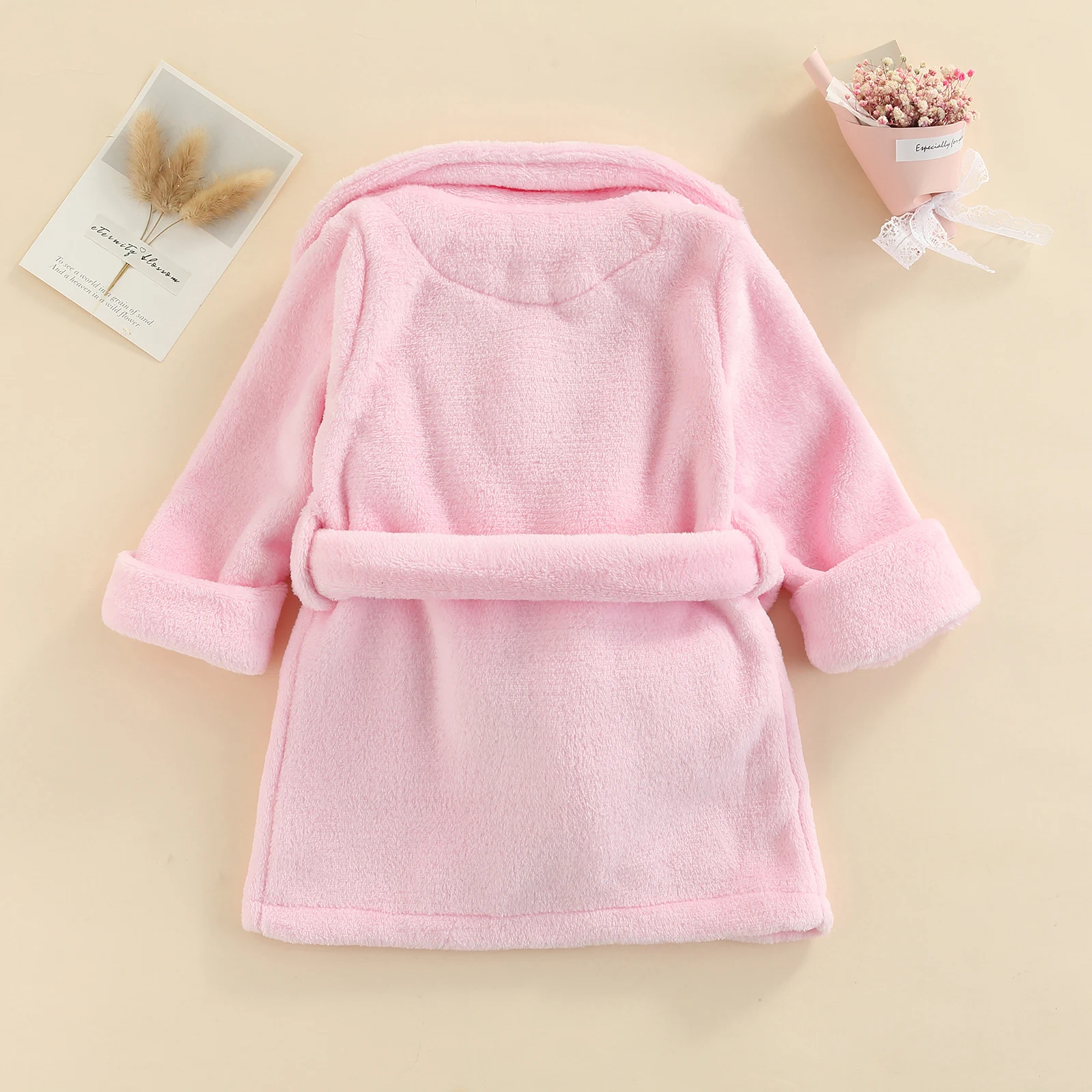 0-6Y Baby Plush Robe Sleepwear Boys Girls Autumn Winter Clothing Long Sleeve Belted Bathrobe Toddler Kids Pajamas