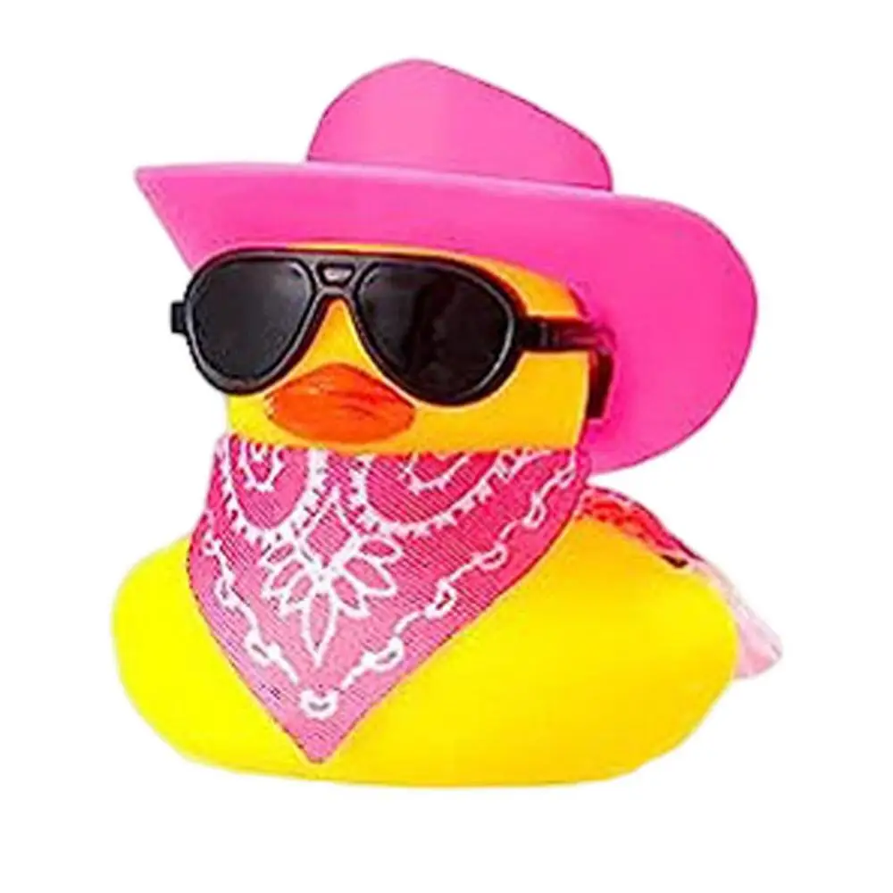 Mini Rubber Duck Car Ornaments Dashboard Interior Decor Cowboy Hat Duck  With Scarf Sunglasses Kids Toys Gifts Car Accessories - AliExpress