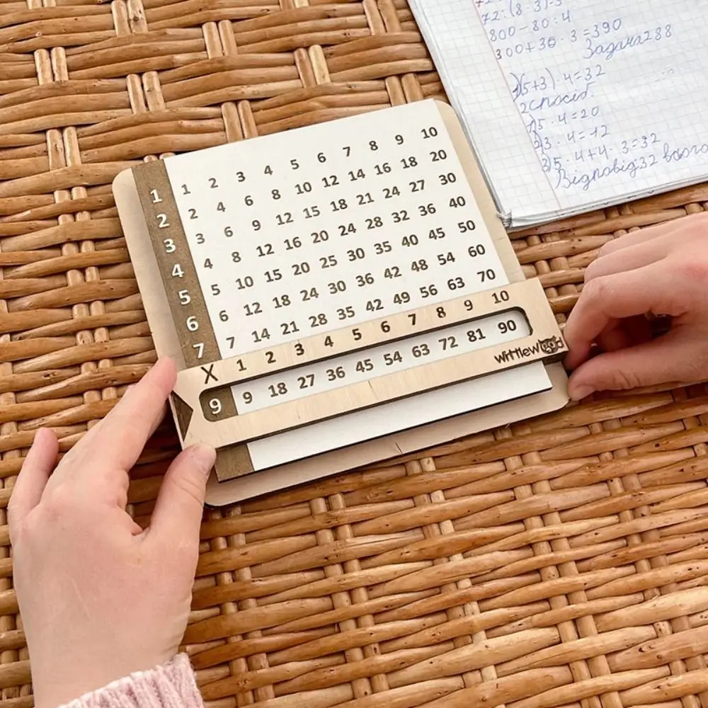 Wooden Slidable Multiplication Table Teaching Tool Learn Educational Toys Montessori Multiplication Board Wear-resistant Durable