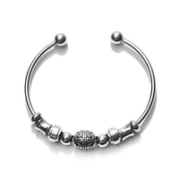Metal Stainless Steel Classic Jewelry Unisex High Quality Smooth Double Ball Head Waterproof Accessories Vintage Open Bracelet 1