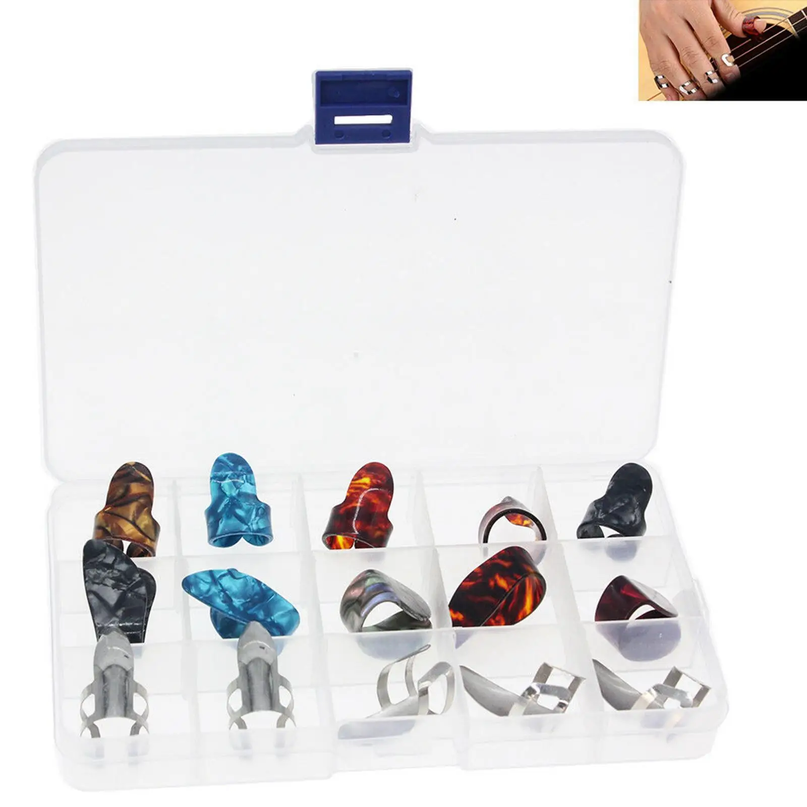15pcs Finger Pick Set Guitar Picks，Stainless Steel Thumb Picks， Acoustic Guitar, Banjo or Ukulele