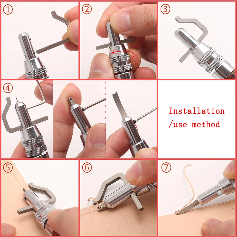 Aigaeer Leather Edge Bevelers Tool Kit (10 in 1 Pro Adjustable) Skiving Tool Set Groover Sew Creaser Sewing Kit Leathercraft