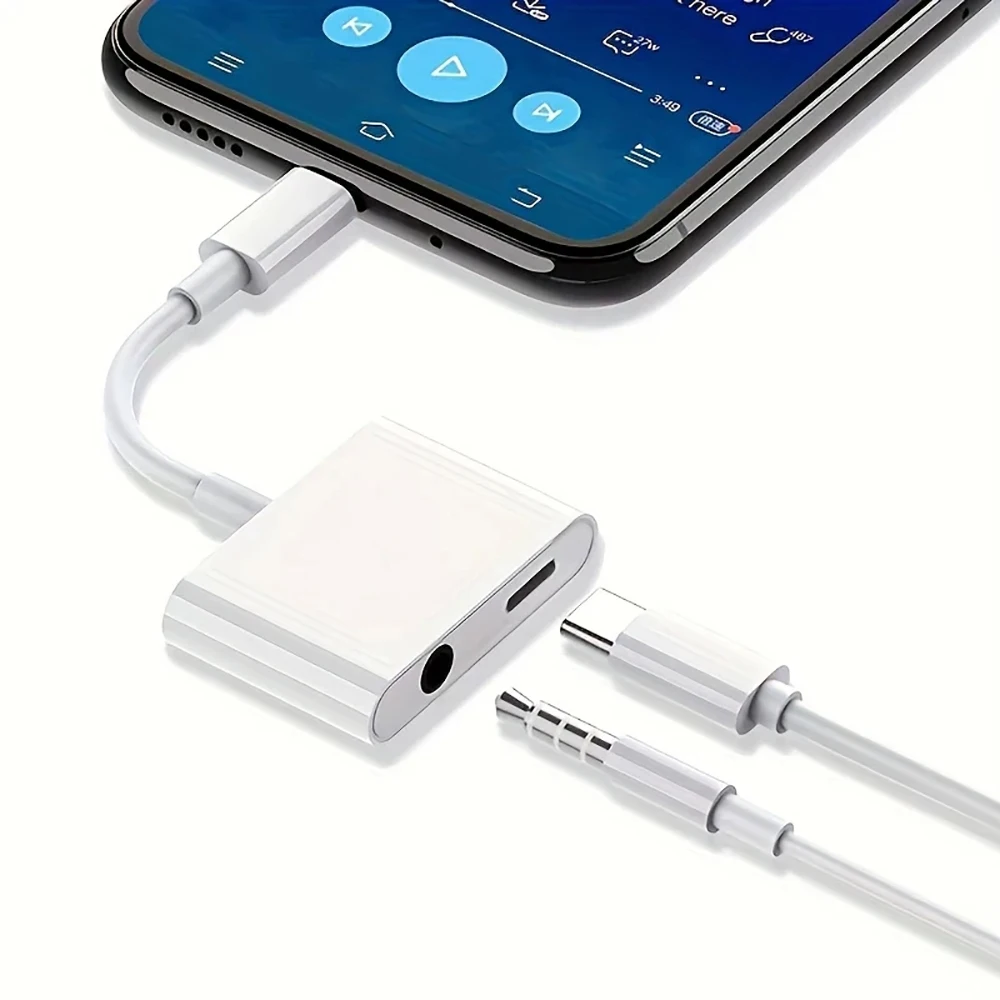 2 in 1 라이트닝-3.5mm 잭 오디오 AUX 충전 케이블 헤드폰 어댑터 (아이폰 14, 13, 12 Pro Max, XR, XS, 8 Plus, 7 Mini, 아이패드 호환)