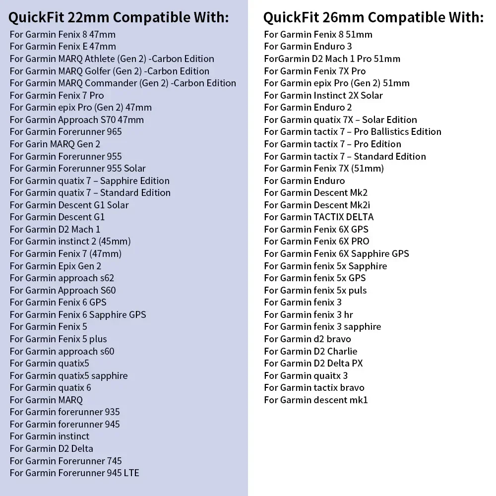 QuickFit 22 مللي متر 26 مللي متر سيليكون 1:1 حزام...