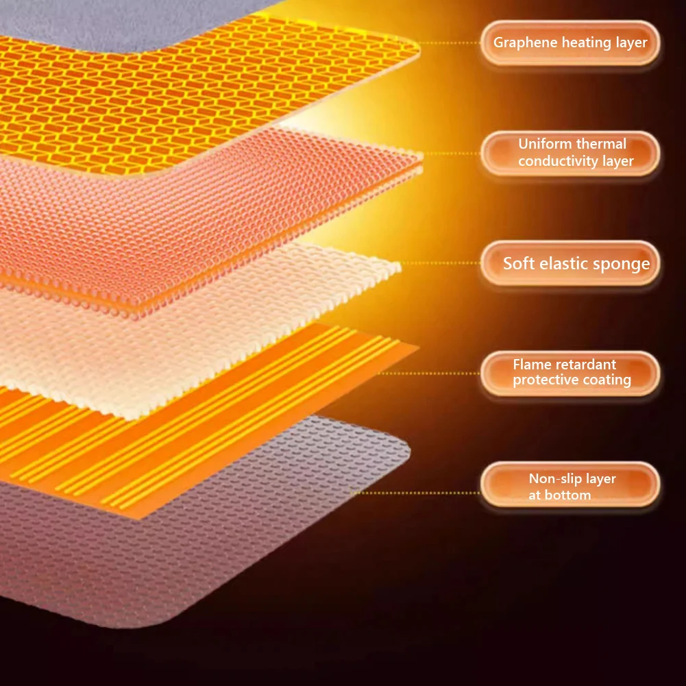 Adjustable Temperature Car Heated Seat Cushion Graphene Plush Seat Cushion 12V Universal Warm USB Heating Seat Cushion