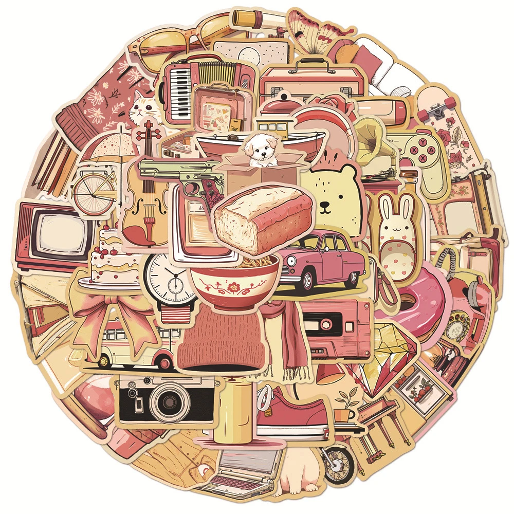 

10/30/50pcs Vintage Ins Style Vsco Cartoon Stickers Retro Decals Laptop Car Skateboard Phone Suitcase Waterproof Sticker Kid Toy