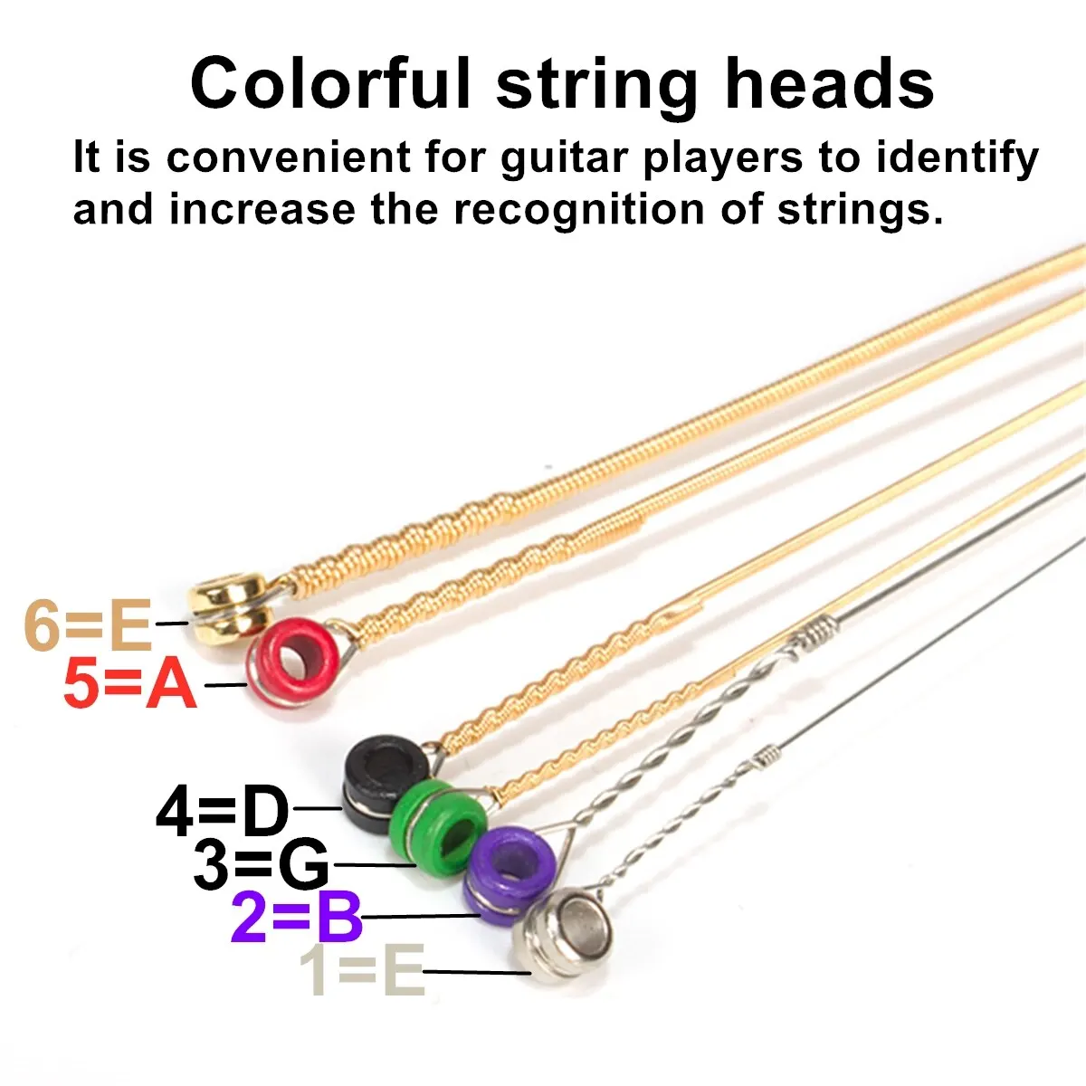 Guitar Strings Guitar Parts Musical Instruments Accessories 6Pcs/Set Acoustic Guitar Strings Rainbow Colorful Guitar Strings E-A Acoustic Folk Classic Multi Color Parts