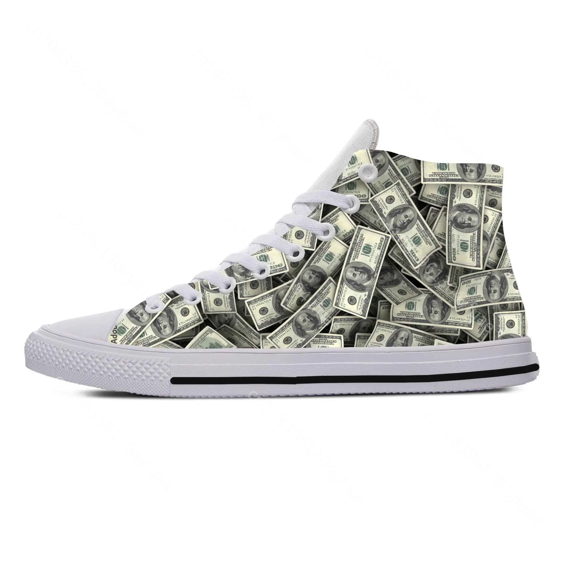 Gothic Dollar Money Pattern Funny Fashion Popular Casual Cloth Shoes High Top Comfortable Breathable 3D Print Men Women Sneakers 2